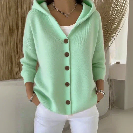 Cardigan moderno com capuz feminino