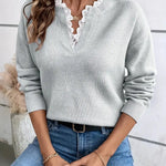 Nora - Suéter de malha com renda feminino