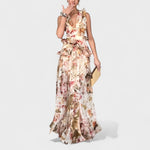 Vestido comprido com folhos feminino