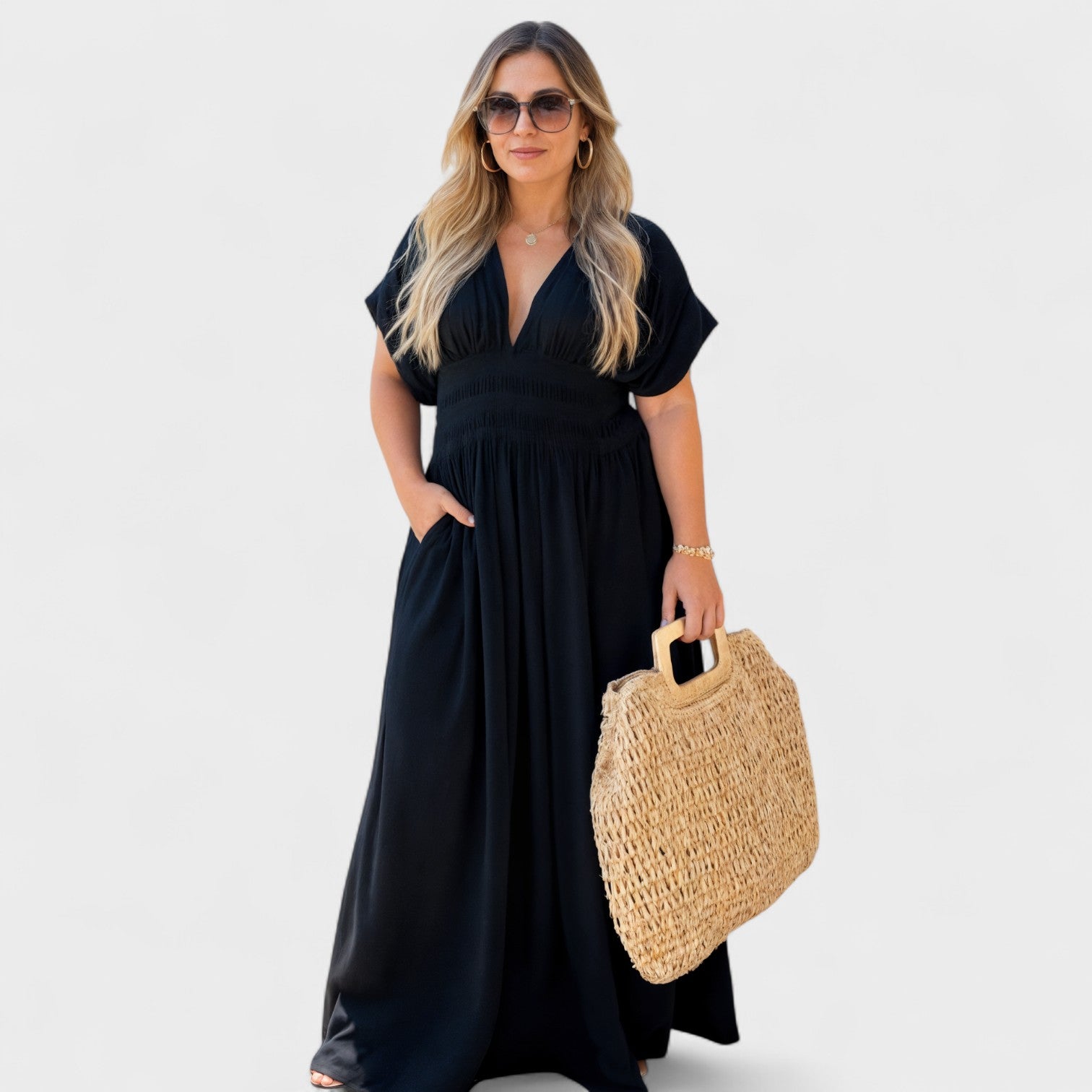Vestido casual com folhos feminino