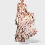 Vestido comprido com folhos feminino