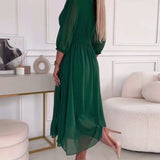 Luisa - Vestido midi colorido com decote em V