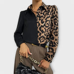Blusa de leopardo simples feminino