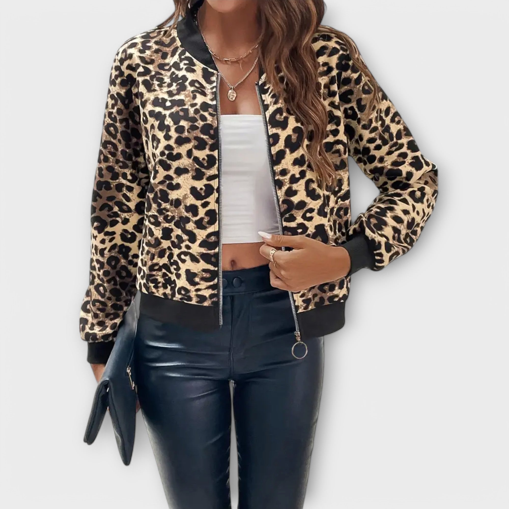 Casaco de Leopardo Elegante feminino