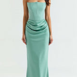 Vestido comprido com corpete feminino