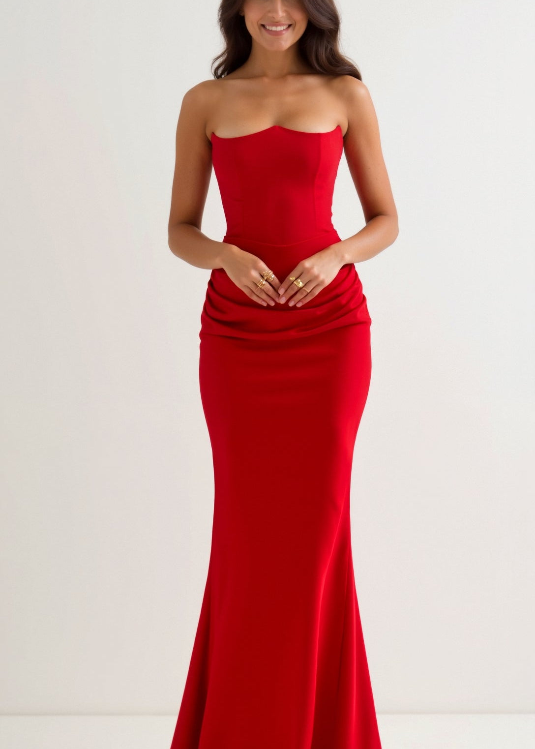 Vestido comprido com corpete feminino