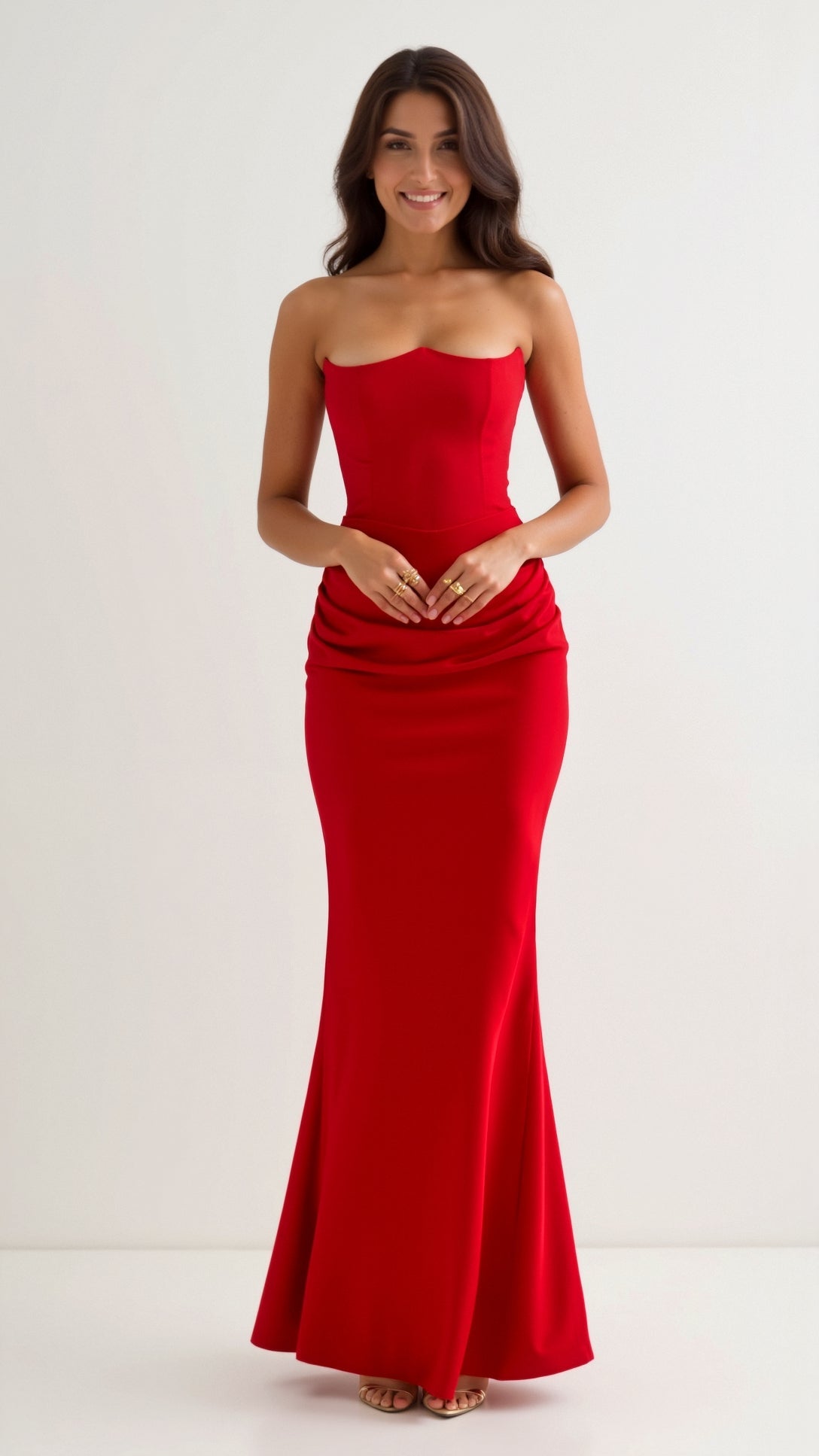 Vestido comprido com corpete feminino