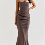 Vestido comprido com corpete feminino