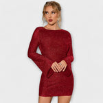 Vestido de lantejoulas costas abertas feminino