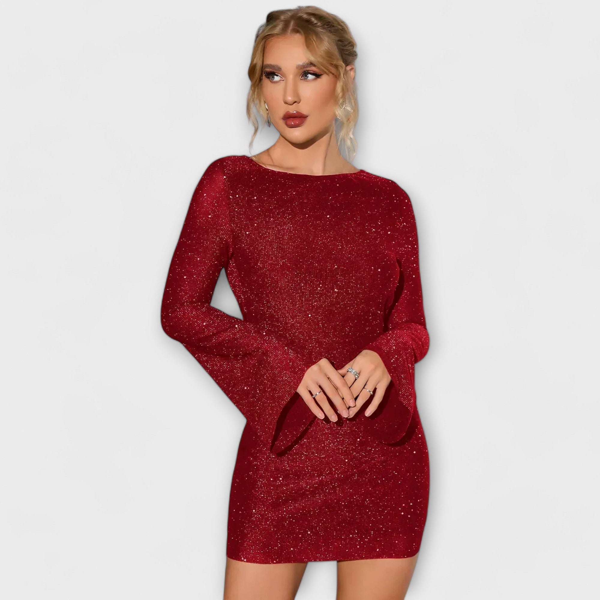 Vestido de lantejoulas costas abertas feminino