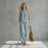 Conjunto Elegante de Linho feminino