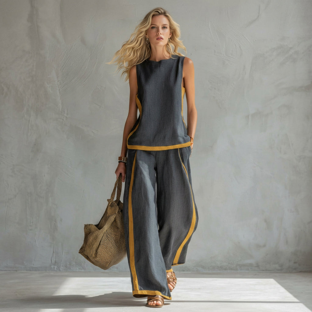 Conjunto Elegante de Linho feminino