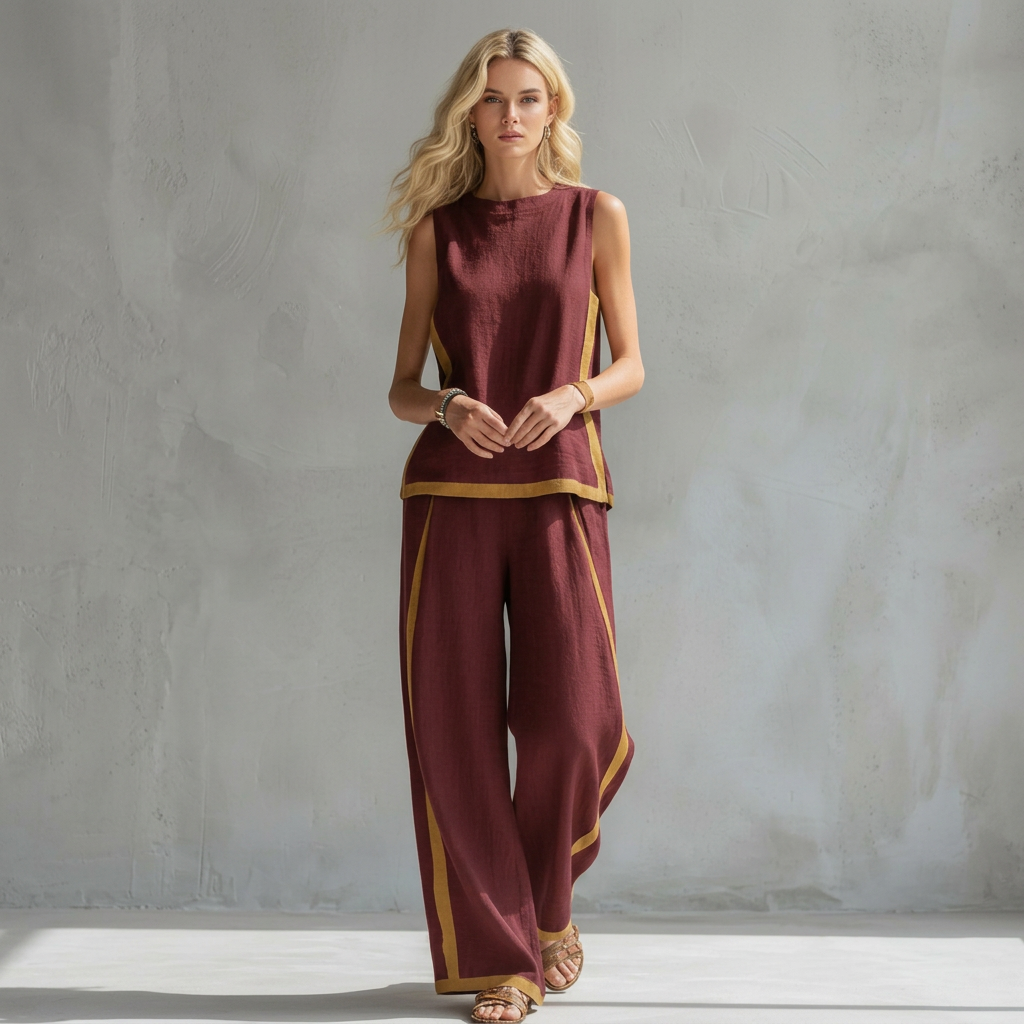 Conjunto Elegante de Linho feminino