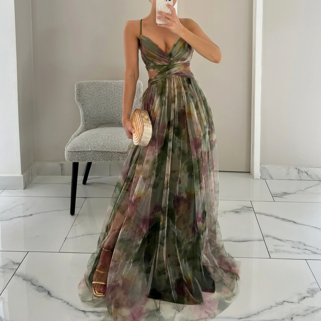 Vestido Maxi Com Estampado Floral feminino