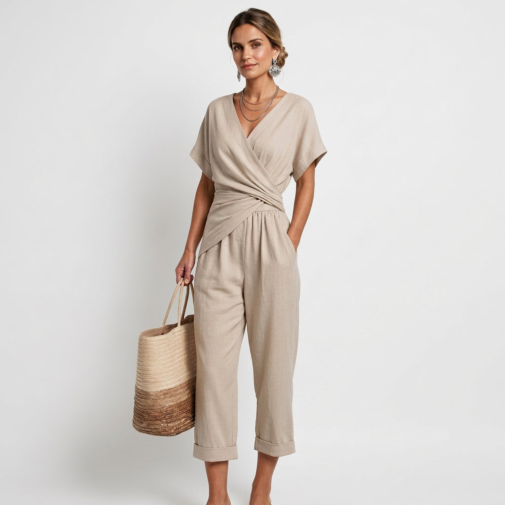 Conjunto Cruzado com Decote em V feminino