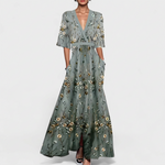Vestido maxi floral elegante feminino
