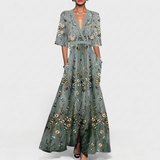 Vestido maxi floral elegante feminino