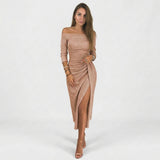 Vestido chique ombros descobertos feminino