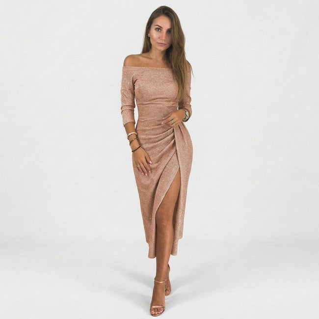 Vestido chique ombros descobertos feminino