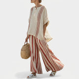 Conjunto Elegante Riscas Vermelhas feminino