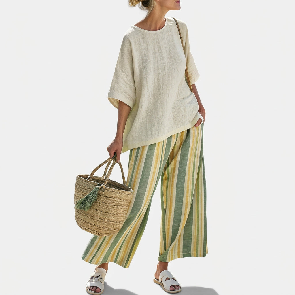 Conjunto De Linho Bambu Azeitona feminino