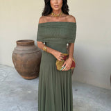 Inês | Vestido Maxi de Ombro Descoberto