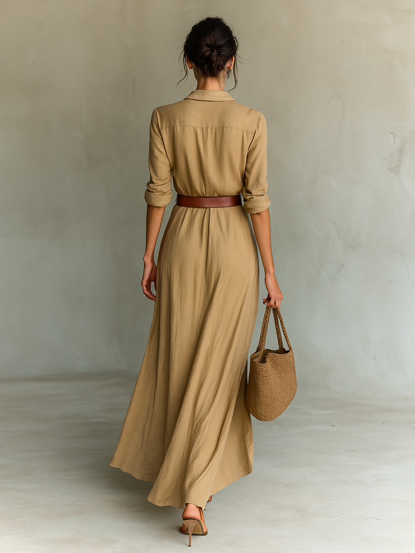 Francisca | Vestido maxi com gola aberta