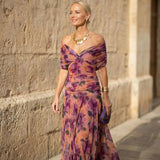 Camila | Vestido Midi Floral de Ombros Descobertos