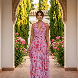Alice | Vestido Maxi Floral com Decote Cruzado