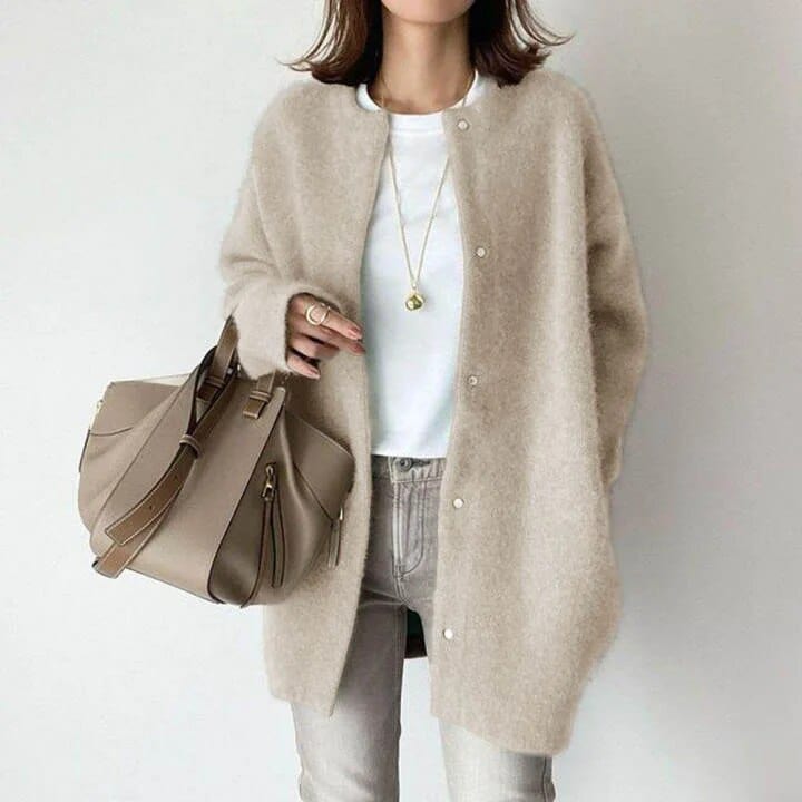 Casaco de malha luxuoso feminino