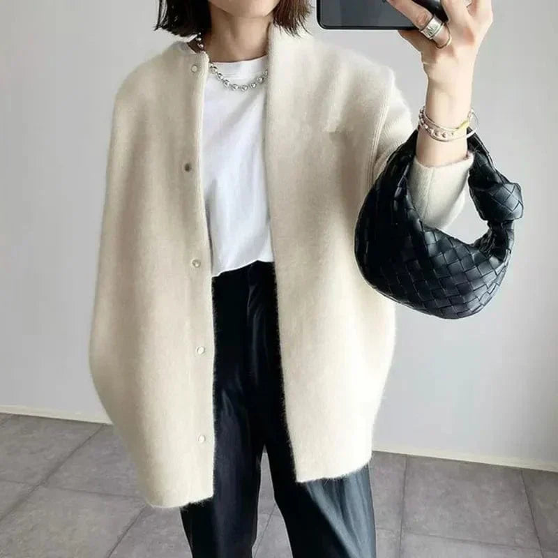 Casaco de malha luxuoso feminino