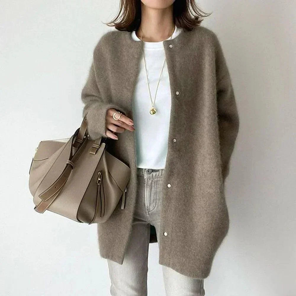 Casaco de malha luxuoso feminino