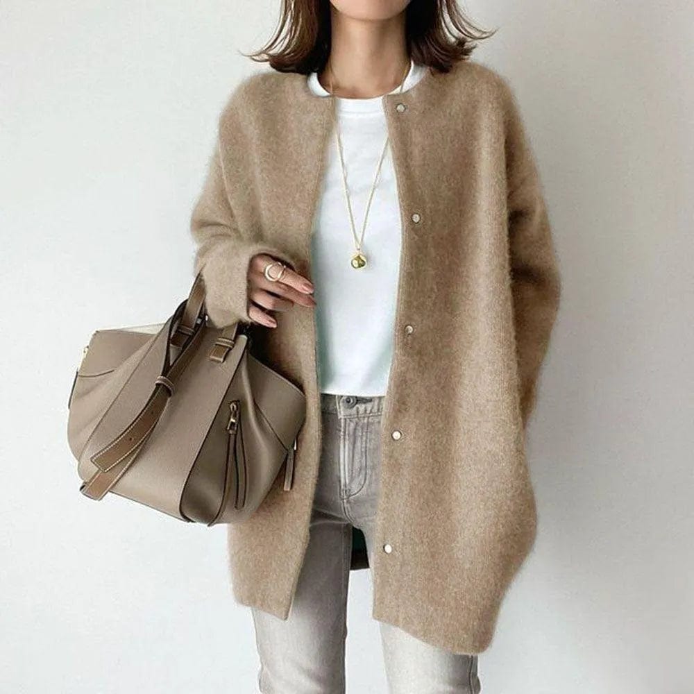 Casaco de malha luxuoso feminino
