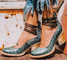 Sapatos de salto alto com tiras múltiplas e sola grossa feminino