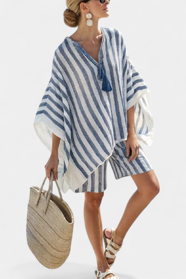 Conjunto Listrado Blusa e Calções feminino