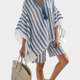 Conjunto Listrado Blusa e Calções feminino