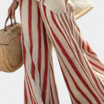 Conjunto Elegante Riscas Vermelhas feminino