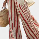 Conjunto Elegante Riscas Vermelhas feminino