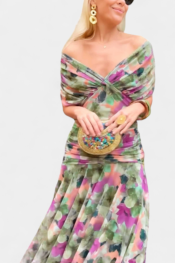 Vestido elegante com decote em V feminino