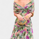 Vestido elegante com decote em V feminino