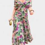 Vestido elegante com decote em V feminino