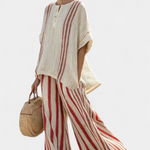 Conjunto Elegante Riscas Vermelhas feminino