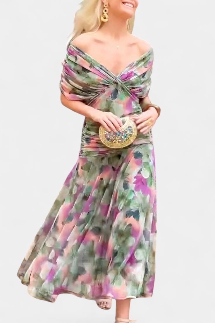 Vestido elegante com decote em V feminino