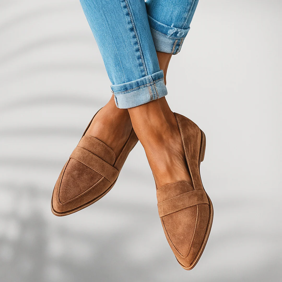Mocassins ortopédicos de couro feminino