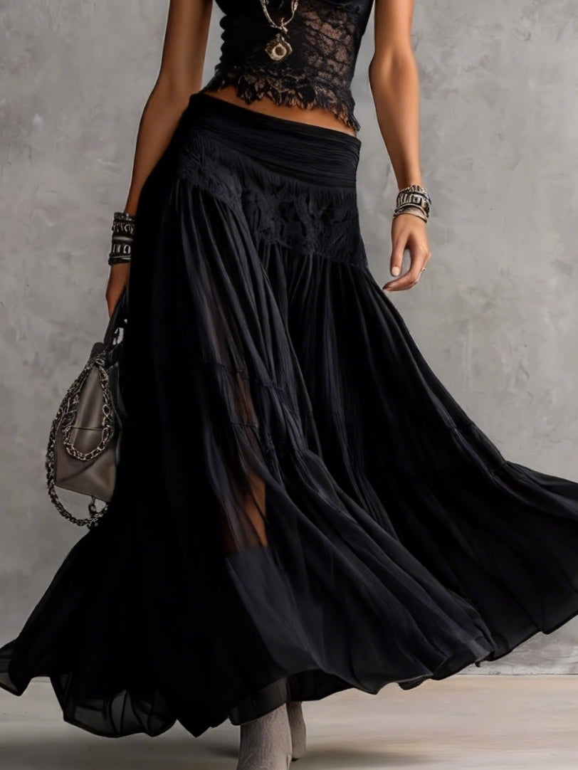 Matilde | Conjunto com renda e saia plissada