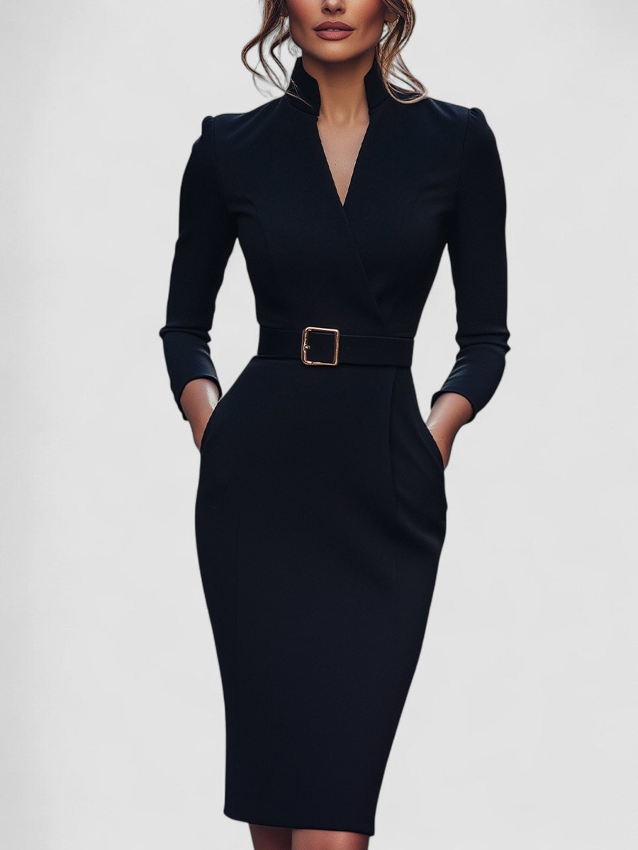 Vestido Justo Preto Refinado feminino