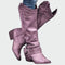 Botas de cowboy de couro retro feminino