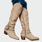 Botas de cowboy de couro retro feminino