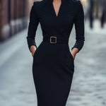 Vestido Justo Preto Refinado feminino