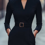 Vestido Justo Preto Refinado feminino